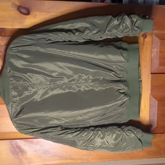 PARISIAN COLLECTION* military/moto jacket knit cuffs waist& neck multi zip sz SM - Picture 10 of 13